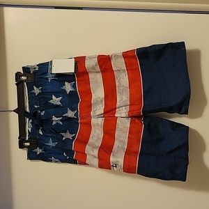 NWT: Burnside Boys USA Patriotic Swim Board Shorts